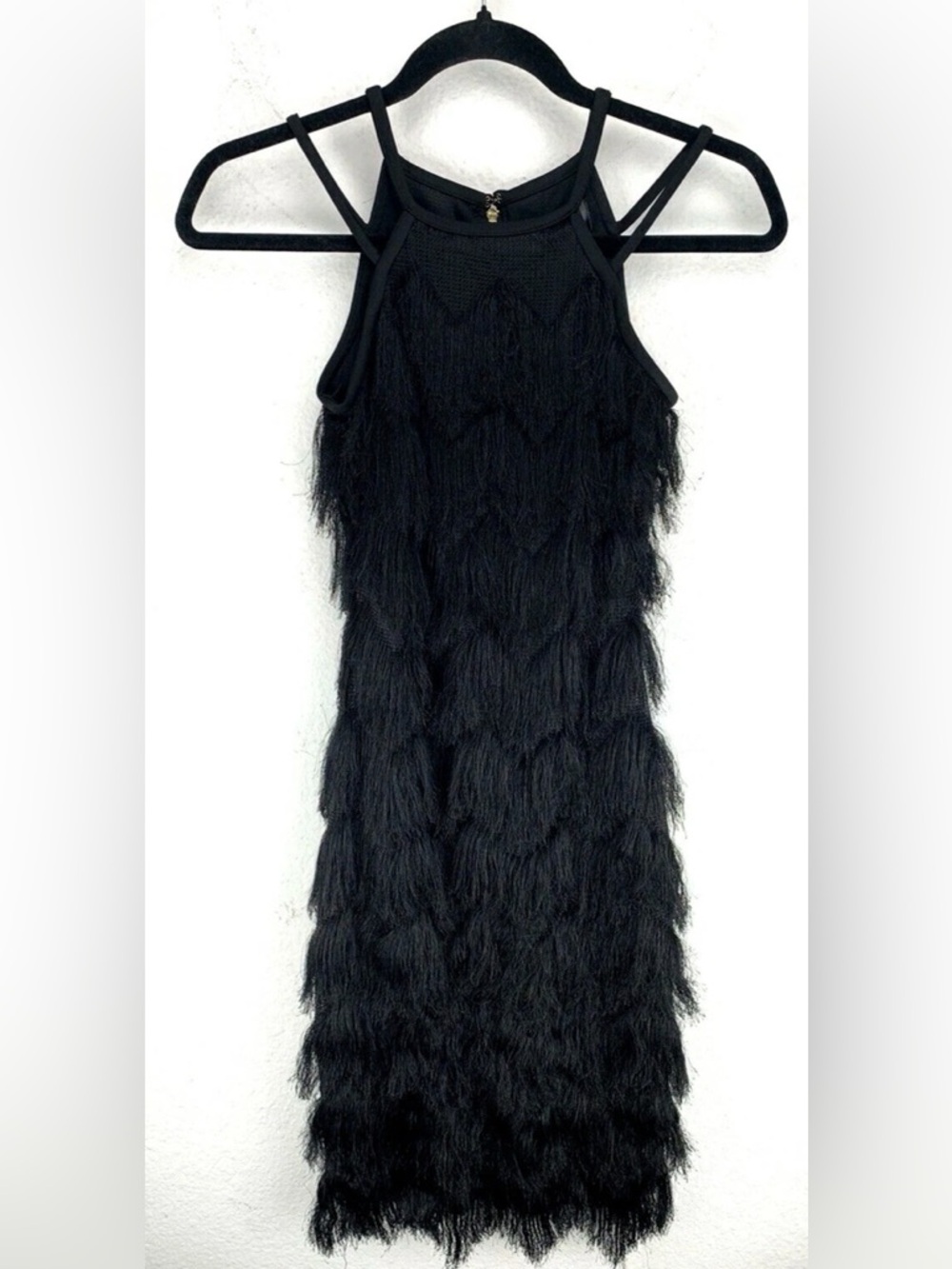 Guess Los Angeles black chevron fringe dress